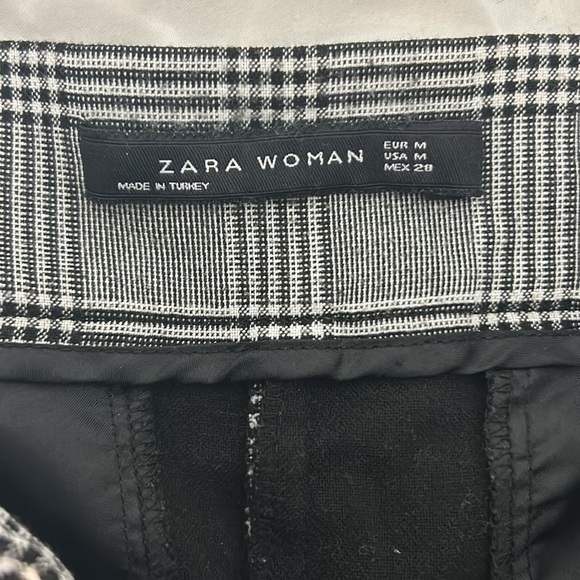 Zara Women's Plaid Shorts Grey/Black Size Medium High Waist Side Zipper Pockets - Picture 4 of 6